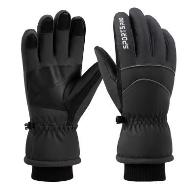 FUFU Gloves Winter Gloves Warm Gloves Thick Lining Gloves Non-Slip Touch Screen Gloves Outdoor Cycling Running (Color : Gray, Size : L)