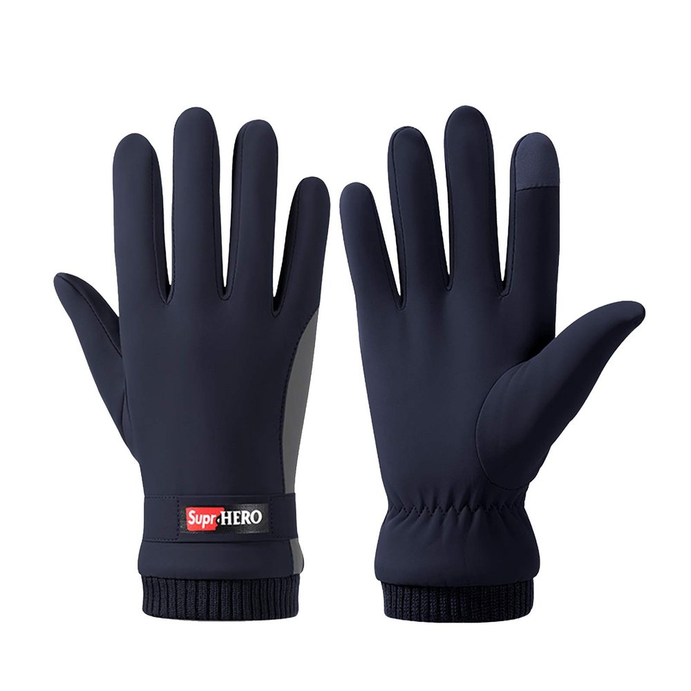 FUFU Gloves Winter Thermal Gloves for Men Women Ski Gloves Cycling Gloves Waterproof Running Gloves Lightweight Anti-Slip (Color : Blue)