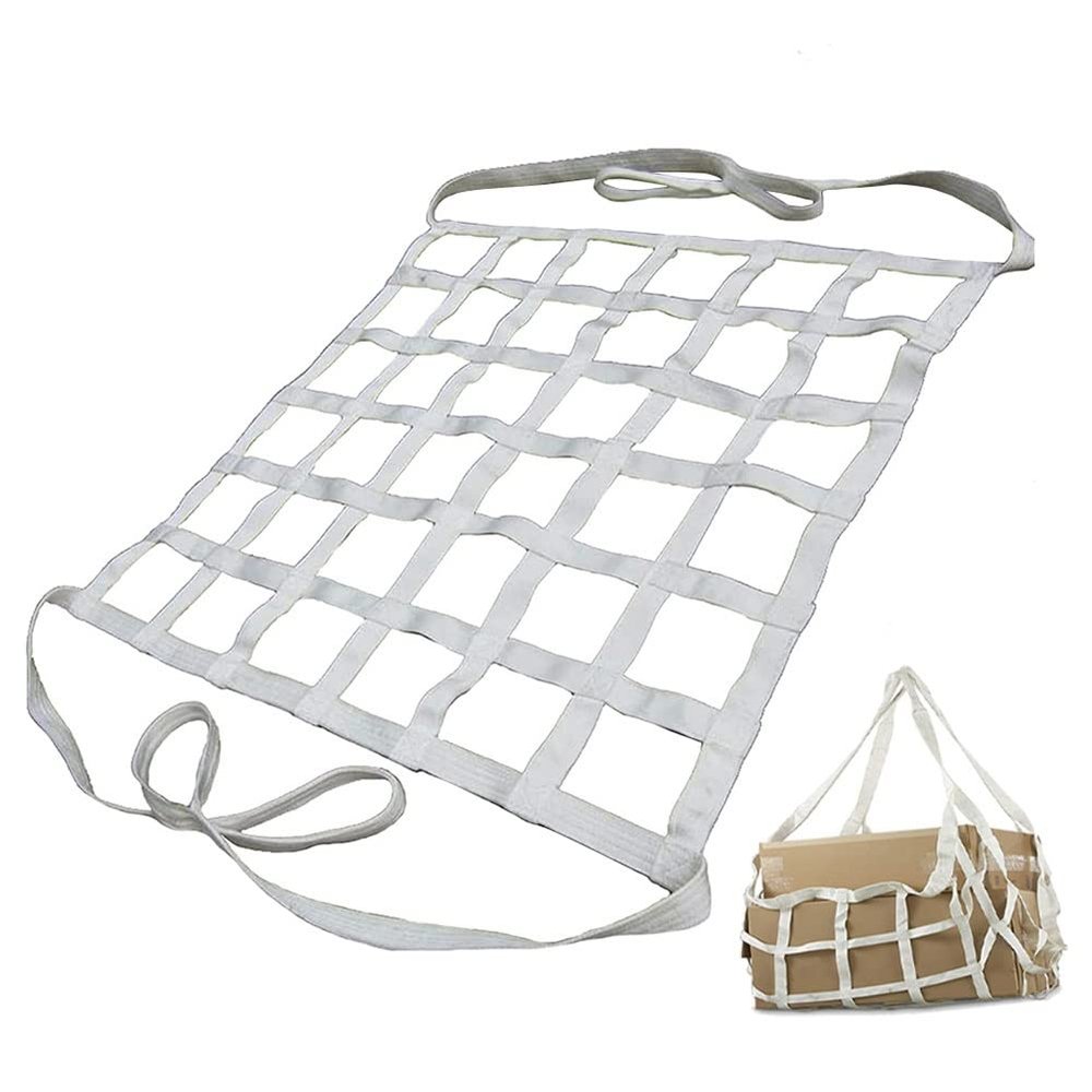 Safety Lifting Sling Net, Nylon Webbing Hoisting Net, Truck/Trailer/Cargo Net, Useful for Dock Loading and Unloading Goods (Color : White, Size : 1x1m(300kg))