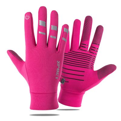 FUFU Gloves 360 Whole Palm Winter Touch Screen Glove Unisex Anti-Slip Grip Knit Stretchy Glove (Color : Pink)