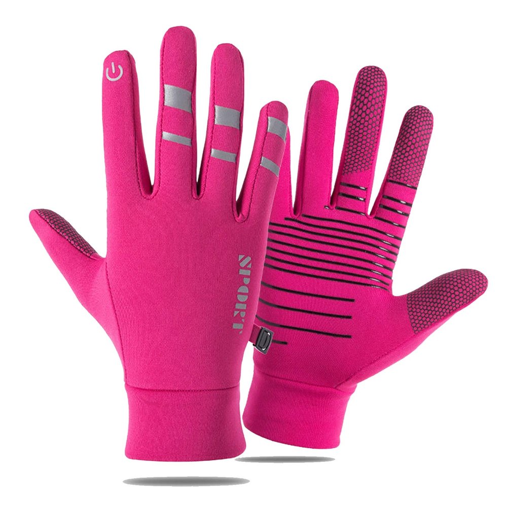 FUFU Gloves 360 Whole Palm Winter Touch Screen Glove Unisex Anti-Slip Grip Knit Stretchy Glove (Color : Pink)