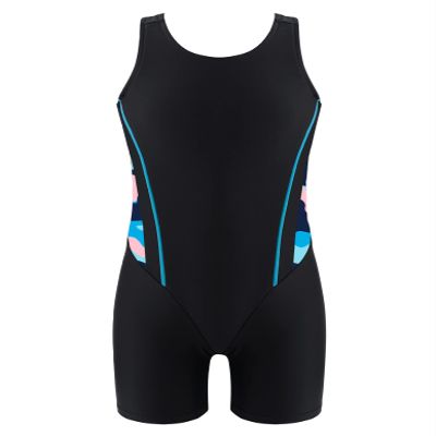 Loloda Kids Girls Boyleg Racerback Short Jumpsuit Swimsuit One Piece Beach Sports Athletic Bathing Suit Blue 14 Years