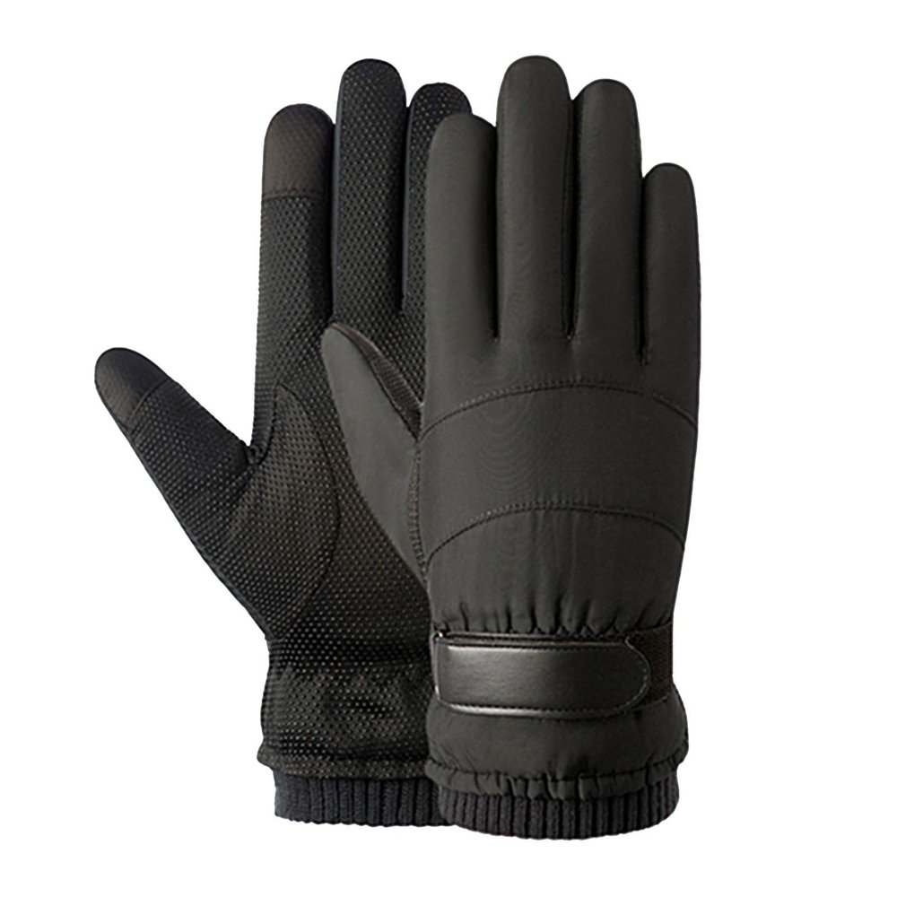 FUFU Gloves Winter Warm Gloves, Touch Screen Gloves, Waterproof and Windproof Bicycle Gloves, Daily Use (Color : Black, Size : S)