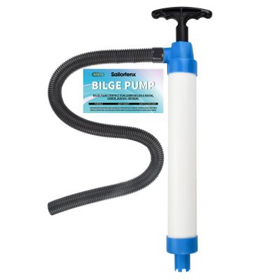 Sailortenx Manual Bilge Pump For Boats, Kayak, Canoe or Dinghy - Portable, Ergonomic, Gear-shaped, Black Plastic Hand Powered Kayak Bilge Pump - 2E+1 GPM, 2"L x 4"W x 28.5"H
