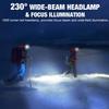 Spriak LED Headlamp, 1000lumens 230 Widebeam Headlight, USB Rechargeable HeadLamp with Red Taillight, Lightweight Waterproof Headband Light for Camping Running Hiking, Hard Hat Headlamp view 2