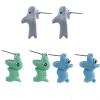 3Pairs Cute Cartoon 3D Dinosaur Bite Earring Set Lovely Handmade Lightweight Tyrannosaurus Shark Dog Hippo Animal Ear Stud for Women Party Holiday Jewely Gift-F shark view 1