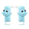 3Pairs Cute Cartoon 3D Dinosaur Bite Earring Set Lovely Handmade Lightweight Tyrannosaurus Shark Dog Hippo Animal Ear Stud for Women Party Holiday Jewely Gift-F shark view 2