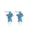3Pairs Cute Cartoon 3D Dinosaur Bite Earring Set Lovely Handmade Lightweight Tyrannosaurus Shark Dog Hippo Animal Ear Stud for Women Party Holiday Jewely Gift-F shark view 3