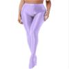 Lejafay Women Shiny Oil Pantyhose Footed Silk Stockings Ultra Shimmery High Waist Translucent Tights Light Purple Large view 3