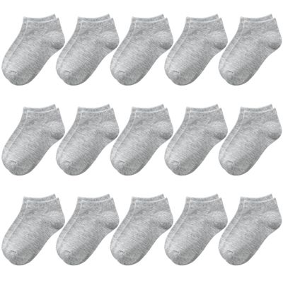 BOOPH Kids Socks for Boy Girls Low Cut Athletic Ankle Socks 9-12 Years Gray