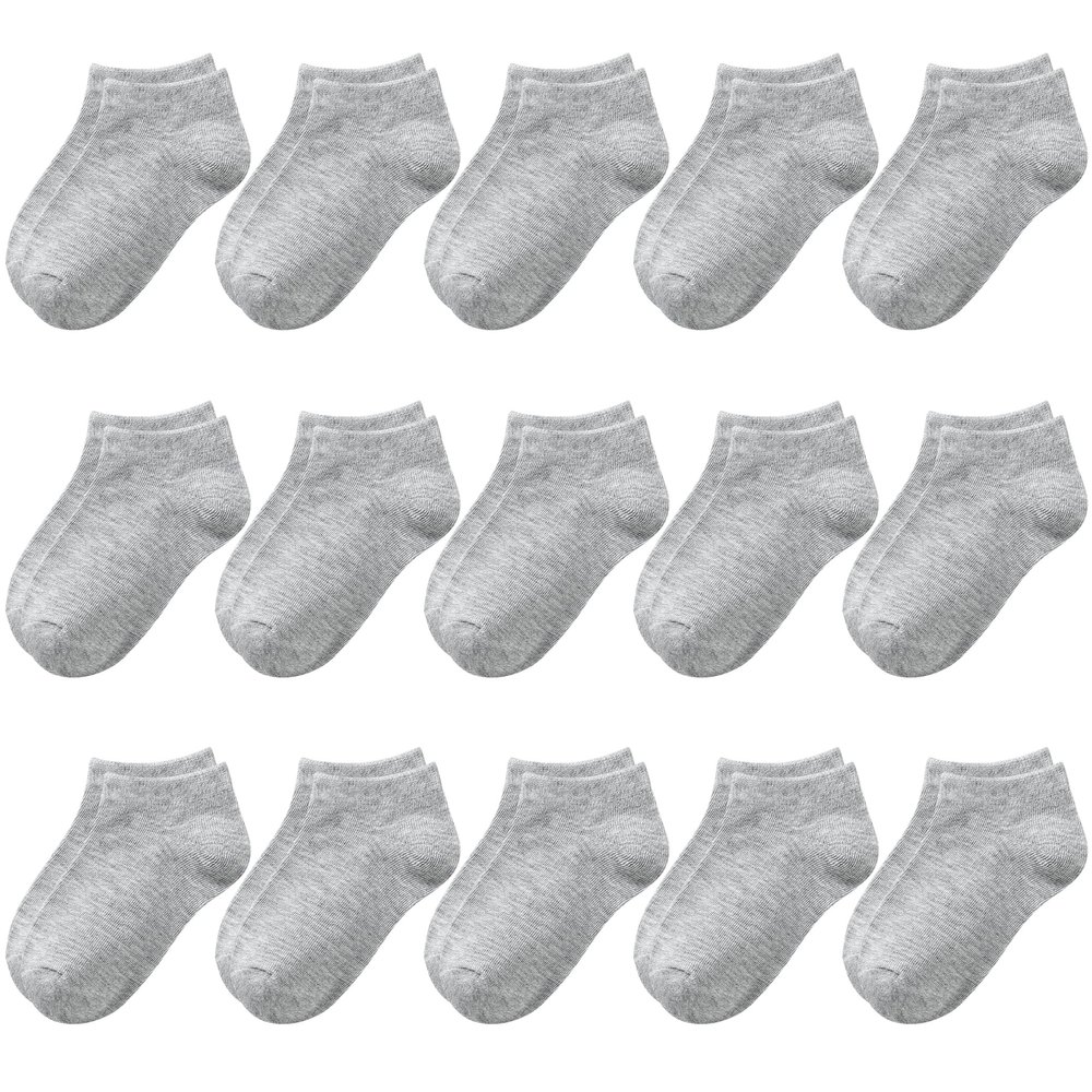 BOOPH Kids Socks for Boy Girls Low Cut Athletic Ankle Socks 9-12 Years Gray