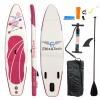EBIZ&TECH Inflatable Stand Up Paddle Board 10'6'' *32''*6'' Ultra-Light SUP Paddle Board with Fins,Adjustable Paddle, Backpack, Leash, Hand Pump, Repair Kit (Pink) view 1