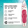 EBIZ&TECH Inflatable Stand Up Paddle Board 10'6'' *32''*6'' Ultra-Light SUP Paddle Board with Fins,Adjustable Paddle, Backpack, Leash, Hand Pump, Repair Kit (Pink) view 3