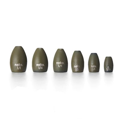 nako. Tungsten Flipping Weights Fishing Sinkers | Fishing Weights for Bass Fishing | Buck Pack (Green Pumpkin, 1/16 oz - 10 Pack)