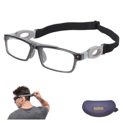 SooGree Sport Safety Goggles Glasses Racquetball Basketball Goggles Sports Eyewear Protective Glasses Lens Replaceable Scratch Resistant Protective Eyewear (8040 Gray frame Gray pad)