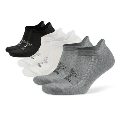 Balega Hidden Comfort No-showHeel Tab, Running Socks for Men and Women (White & Black & Charcoal Medium, Set of Socks)