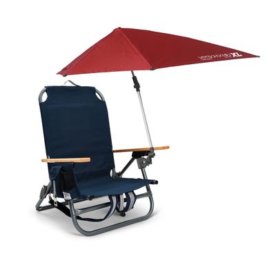 SportBrella Versa Brella XL Firebrick Red + Backpack Chair, Bundle Pack