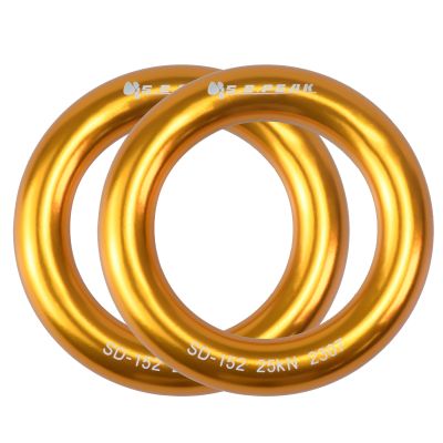 S.E.PEAK 25kN Aluminum Rappel Ring, Tension O-Ring, Connection Ring for Rock Climbing, Arborist, Gold, Pack of 2