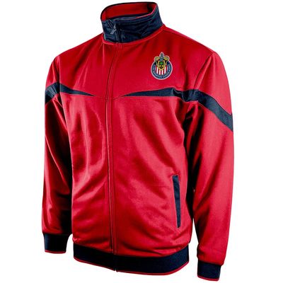 Icon Sports Soccer Track Jacket Official Mens World Football Club Team Casual Full Zip Up Active Adult Training Top (Chivas Striker/Red, X-Large)