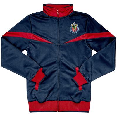 Icon Sports Soccer Track Jacket  Official Boy's World Football Club Team Casual Full Zip Up Active Youth Training Top (Chivas Striker/Navy, YL)