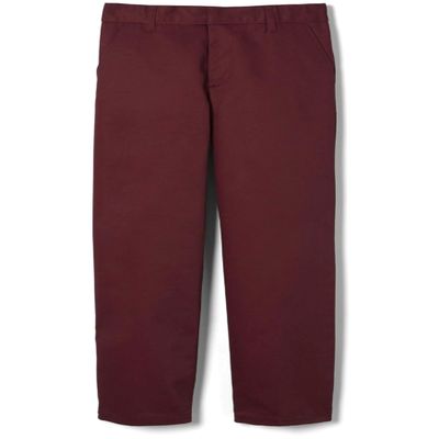 French Toast Boys' Relaxed Fit Twill Pant with Adjustable Waist in Standard Slim and Husky, Burgundy Red, 20