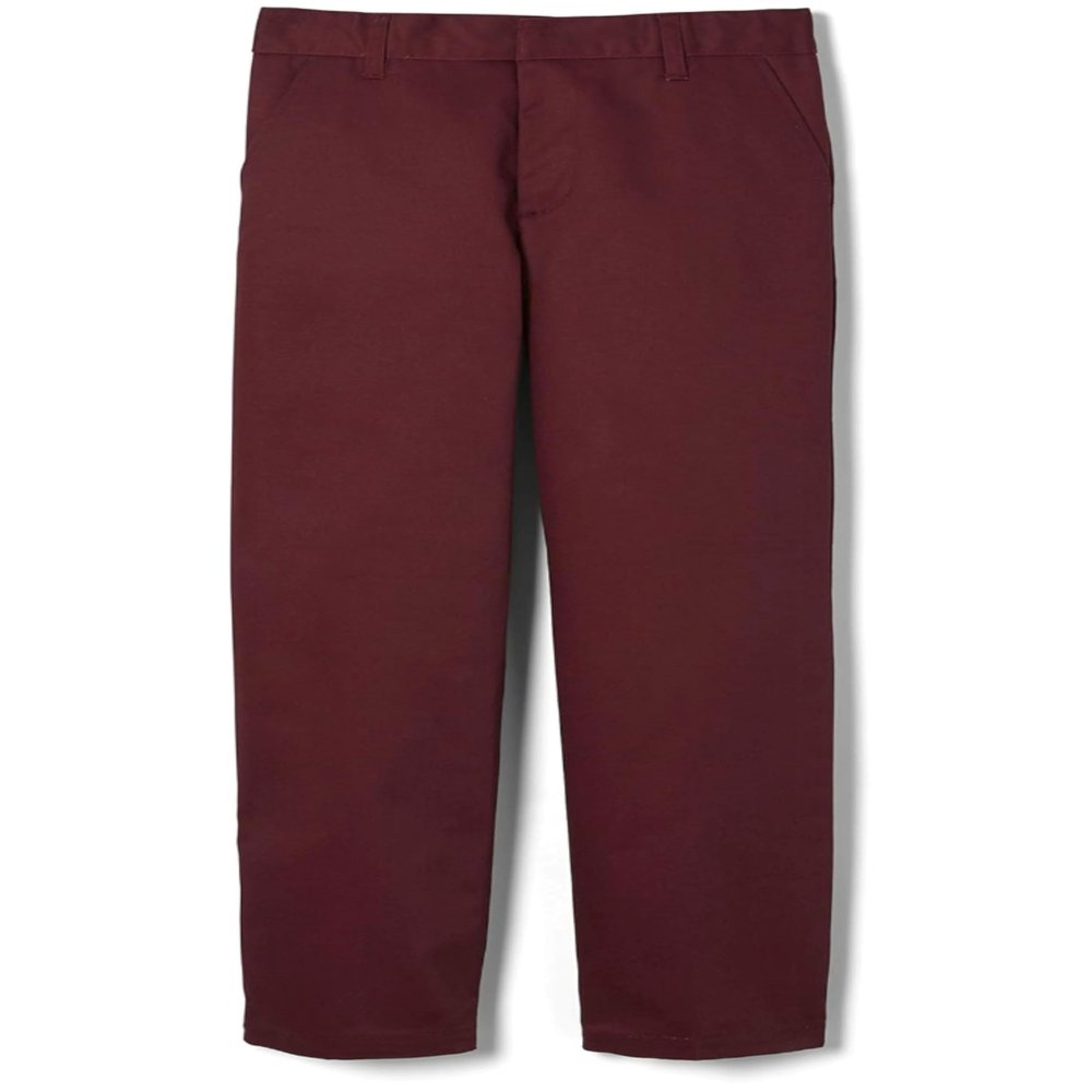 French Toast Boys' Relaxed Fit Twill Pant with Adjustable Waist in Standard Slim and Husky, Burgundy Red, 20