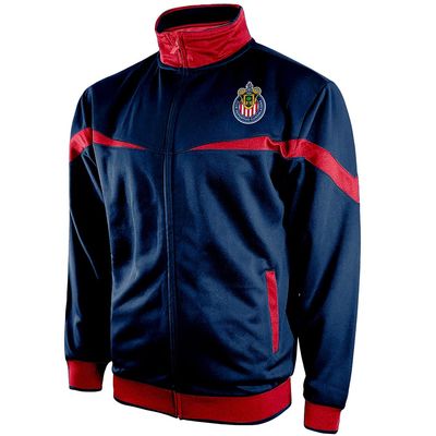 Icon Sports Soccer Track Jacket Official Mens World Football Club Team Casual Full Zip Up Active Adult Training Top (Chivas Striker/Navy, Small)