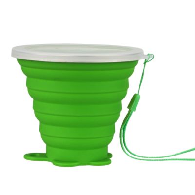 SEN-qiaolu Silicone Collapsible Travel Cup Silicone Folding Camping Cup with Lids Expandable Drinking Cup for Outdoor Drinking (Color : Green)
