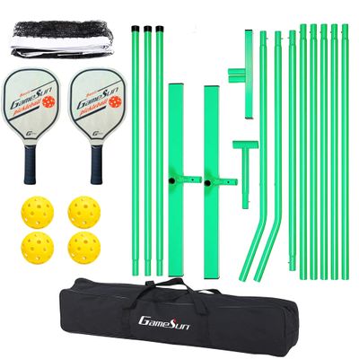 GAMESUN Complete Pickleball net Set for Outdoor, Indoor, Backyard use, Includes Metal Frame, 22 Feet PE net, Paddles, Balls,Carry Bag