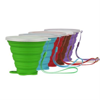 SEN-qiaolu Silicone Collapsible Travel Cup Silicone Folding Camping Cup with Lids Expandable Drinking Cup for Outdoor Drinking (Color : 5pc)
