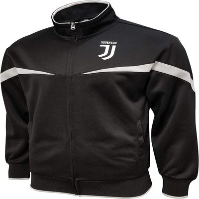 Icon Sports Soccer Track Jacket  Official Boy's World Football Club Team Casual Full Zip Up Active Youth Training Top (Juventus Striker/Black, YM)