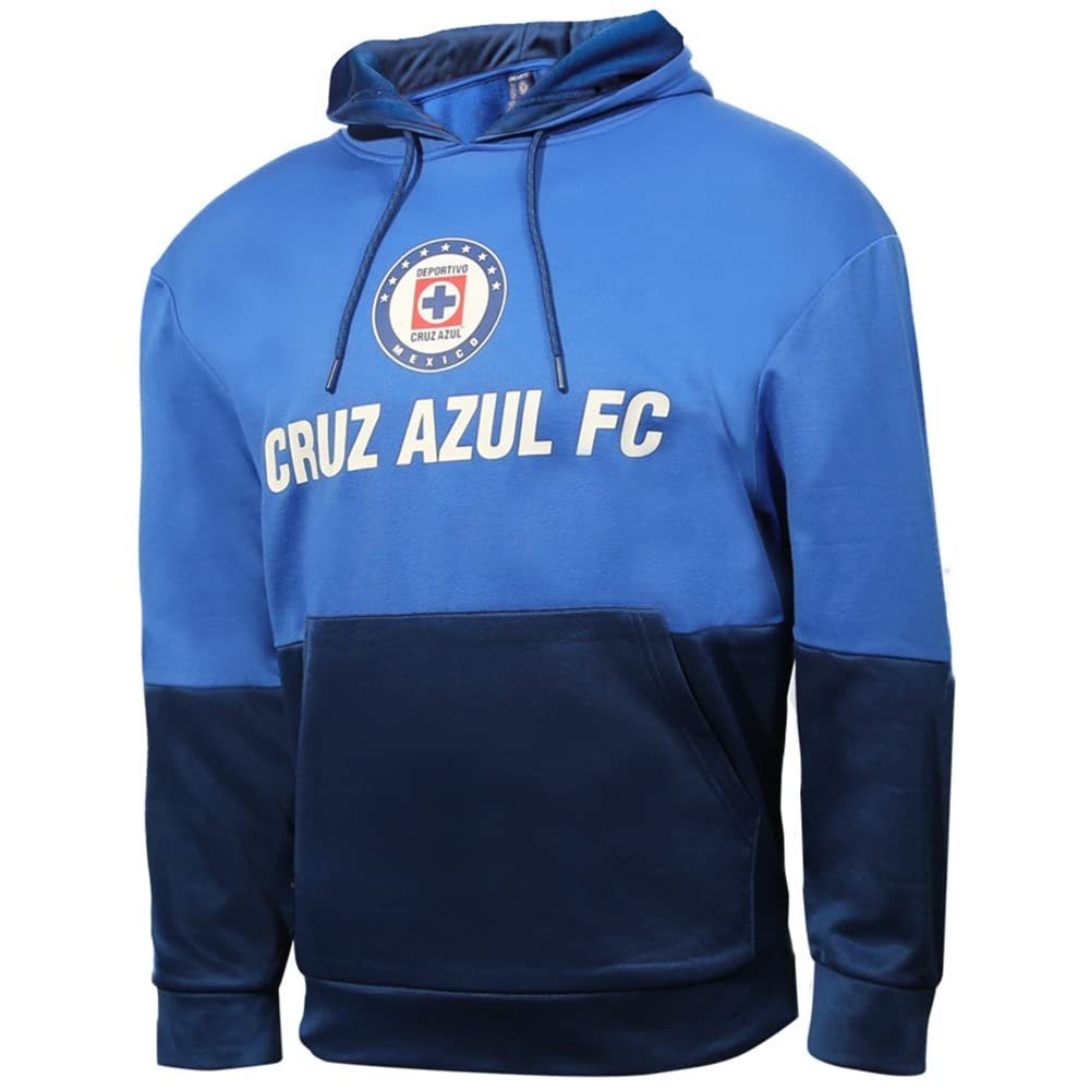 Icon Sports Mens Pullover Hoodie Official Soccer Football Club Team Casual Long Sleeve Sweatshirt Sports Active Top (Cruz Azul Horizon/Blue, XX-Large)