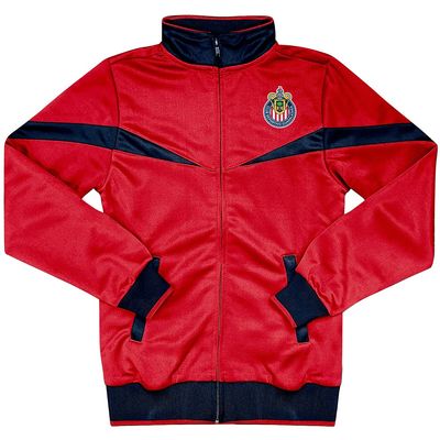 Icon Sports Soccer Track Jacket  Official Boy's World Football Club Team Casual Full Zip Up Active Youth Training Top (Chivas Striker/Red, YS)