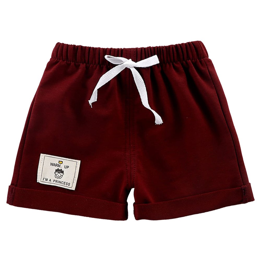 ACSUSS Baby Boy Girl Basketball Jersey Shorts Elastic Waistband Bottoms Drawstring Jogger Pants Burgundy 12-18 Months