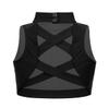 Aislor Big Girls Kids Mock Neck Criss-Cross Back Crop Tops Bra Athletic Dance Sports Activewear Black 6 Years view 2