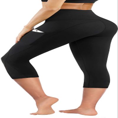 PHISOCKAT High Waist Yoga Pants Women with Pockets, Leggings for Women Tummy Control, Workout Leggings Capris (Black)