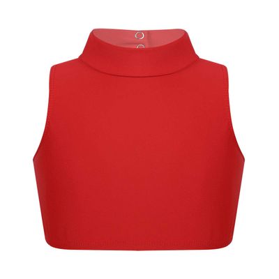 Aislor Big Girls Kids Mock Neck Criss-Cross Back Crop Tops Bra Athletic Dance Sports Activewear Red 6 Years