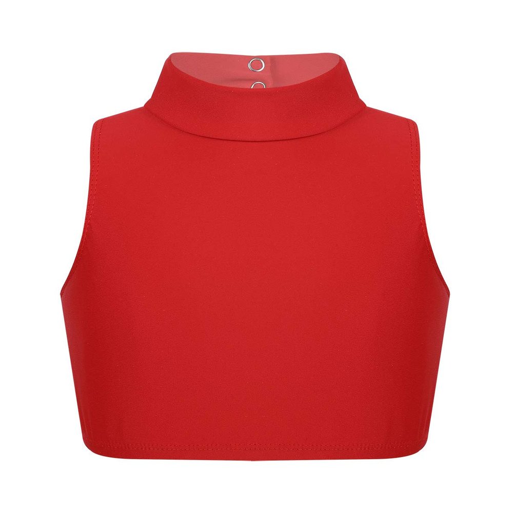 Aislor Big Girls Kids Mock Neck Criss-Cross Back Crop Tops Bra Athletic Dance Sports Activewear Red 6 Years