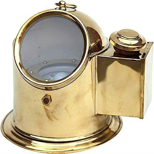 Antique Brass Antique Binnacle Helmet Gimballed Shiny Brass Compass Best for Gifts