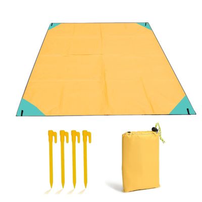 Beach Blanket Sandproof 79" x 59" Large Beach Mat Outdoor Picnic Blanket Compact Lightweight Waterproof Quick Drying Oxford Picnic Mat for Adults Travel Camping Hiking Music Festivals (Yellow)