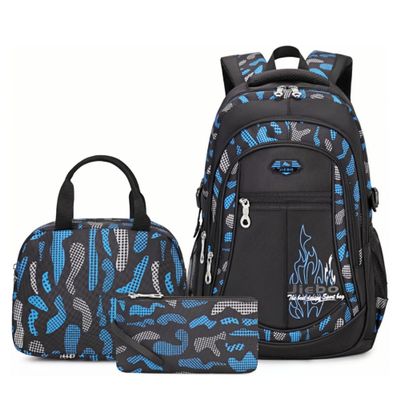 3Pcs Camo-Print Primary School Backpack and Lunch-Bag Set for Boys Camouflage Elementary Bookbag Rucksack Waterproof