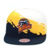 Mitchell & Ness Golden State Warriors Paintbrush Snapback Hat Adjustable Cap HWC - Yellow/Navy/White, One Size view 1