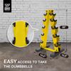 WF Athletic Supply 5-25 Lb Cast Iron Dumbbells Set with A Frame Storage Rack, Solid Gray/Black Hexagon Free Weights for Weight Lifting & Strength Training, Storage Rack Color Options Available view 3