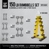 WF Athletic Supply 5-25 Lb Cast Iron Dumbbells Set with A Frame Storage Rack, Solid Gray/Black Hexagon Free Weights for Weight Lifting & Strength Training, Storage Rack Color Options Available view 4