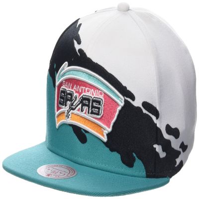 Mitchell & Ness Men's San Antonio Spurs Hardwood Classics Paintbrush Snapback Cap, White/Teal