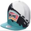 Mitchell & Ness Men's San Antonio Spurs Hardwood Classics Paintbrush Snapback Cap, White/Teal view 1