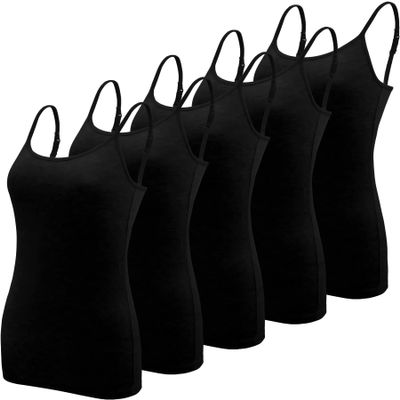 BQTQ 5 Pcs Women's Camisole Tank Tops Spaghetti Undershirts, S(Black)