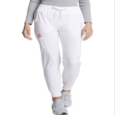 EDS Essentials Jogger Scrubs for Women, Drawstring Scrub Pants DK065P, XXS Petite, White