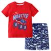 Banibear Little Boys Car Print Short Sleeve Tees and Plaid Shorts Set Two Pieces Clothing Outfit, Red, Size 7-8 Years view 1