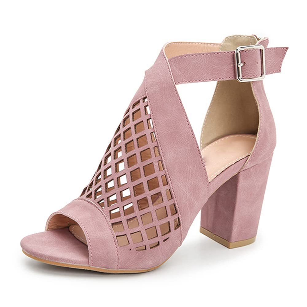mikarka Women's Cutout Gladiator Chunky Heeled Sandals Open Toe Ankle Strap/Zipper Summer Sandals